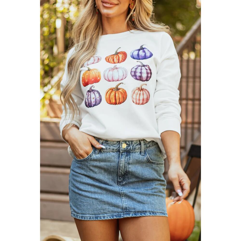 Pumpkin Graphic Long Sleeve Sweatshirt